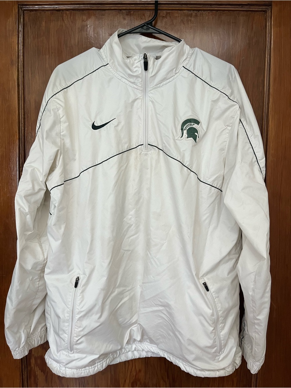 Nike Men’s White Quarter-Zip Michigan State Spartans Windbreaker Jacket